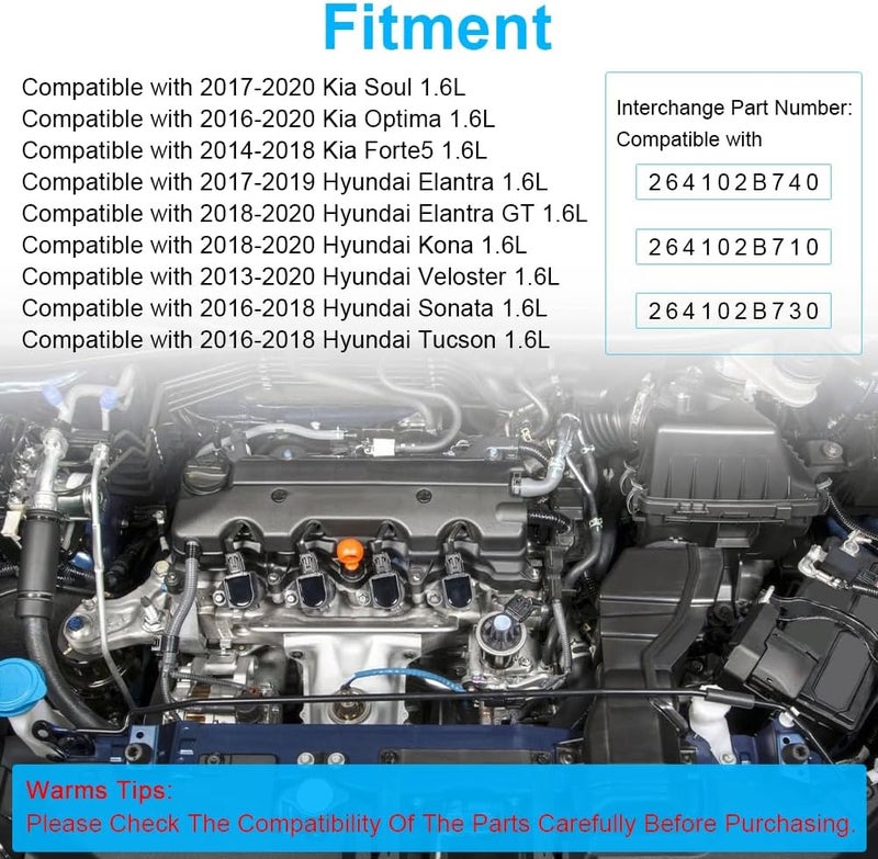 JDMON Engine Oil Cooler Replacement for 2017-2020 Kia Soul Optima 1.6L, Hyundai Elantra Kona Veloster Compatible with 264102B740, 264102B710, 264102B730 - Image 2